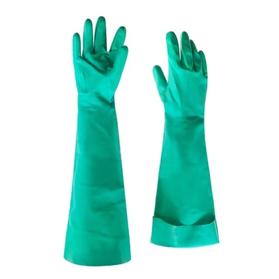 18 INches Green Nitrile Glove Acid Resistance Anti Aging 22 Mil Thickness