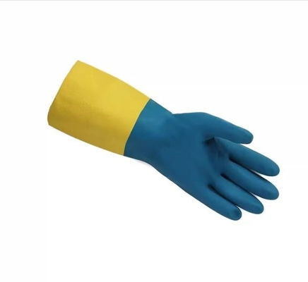 Bicolor Industrial Flock Lined Household Gloves Neoprene Gloves Chemical Resistance
