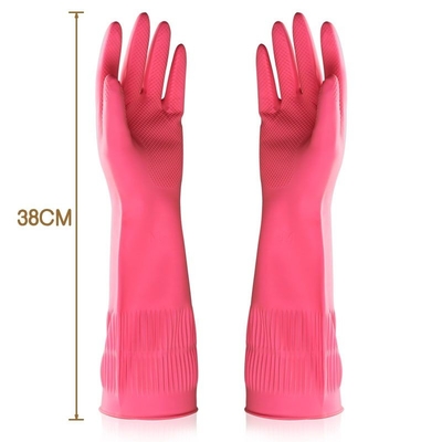 WaterProof Latex Free Dishwashing Gloves 38CM Flock Lined Household Gloves