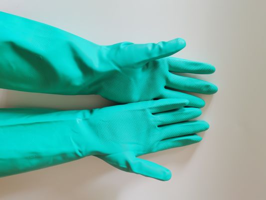 15 Mil Green Nitrile Glove CE  Certified Beaded Cuff for Added Protection