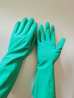 Oil Resistance Nitrile Gloves Pesticides Chemical Flocked Lining Rubber Gloves For Acid