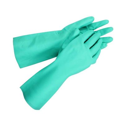 Ambidextrous Green Nitrile Glove Incorporating Textured Fingertips Perfect for Food Processing Automotive and Healthcare