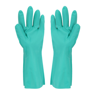 Kitchen use  Green Nitrile Glove  Flocked Lining
