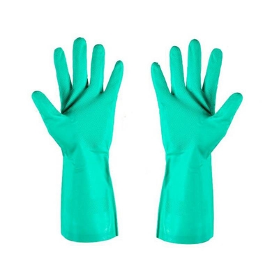 15 Mil Flocked Green Nitrile Glove 13 Inches Long Latex Free for Safe Handling