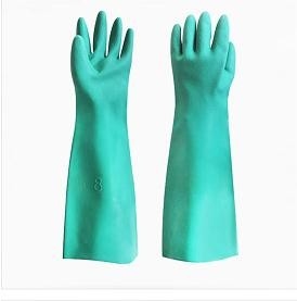 18 Inches 45CM Green Nitrile Chemical Resistant Gloves 22 Mil Restaurant Nitrile Gloves