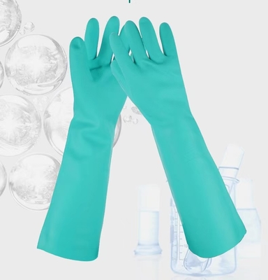 Unflocked Green Nitrile Glove 45cm 22mil Chemical Gloves Nitrile Industrial Work