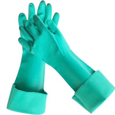 Green Chemical Nitrile Glove 18 Inches  22mil Unflocked Industrial Nitrile Glove