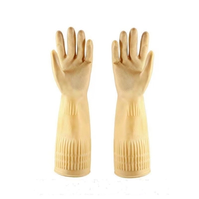 Yellow Extra Long Cuff Latex Gloves 100G/Pair 38CM Restaurant Latex Gloves