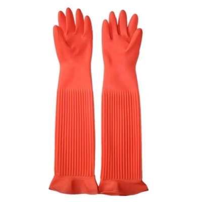 55CM Flock Lined Household Gloves 195G/Pair Extra Long Work Latex Gloves
