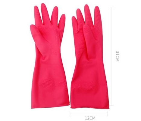 Red 30cm Latex Household Glove Indoor Locked Lining Latex Chemical Gloves