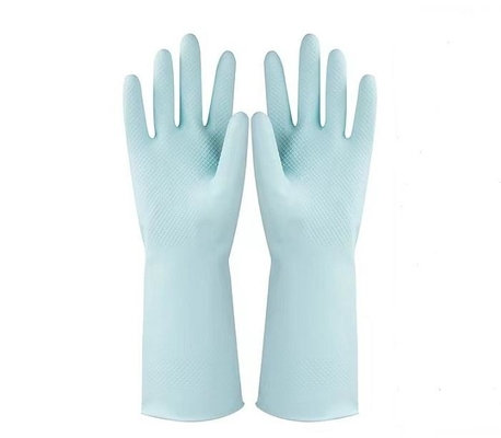 Flocked Lining Blue Latex Glove Morandi Household Natural Latex Glove