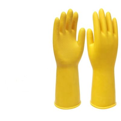 Thickness 0.345 to 0.55 millimeter Latex Household Glove in Yellow Red Orange colors with OEM customization options