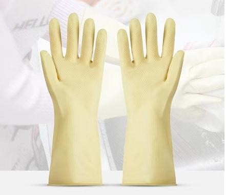 Thickening Yellow Household Latex Gloves Puncture Prevention 32cm Yellow Latex Glove