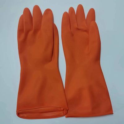 Thickness 0.345 to 0.55 millimeter Latex Household Glove in Yellow Red Orange colors with OEM customization options