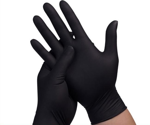 Disposable Black Nitrile Food Service Gloves Industrial Use 9 Inches