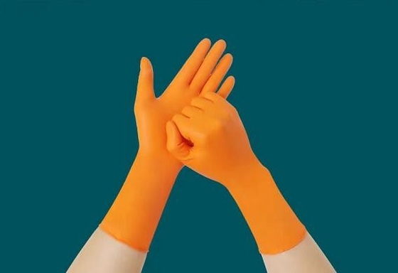 Household Orange Nitrile Disposable Gloves 7g Gram 30CM Industrial Cleaning