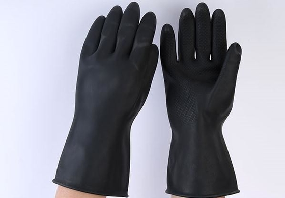 31Cm Industrial Cleaning Gloves Unflocked Lining Black Rubber Gloves Heavy Duty