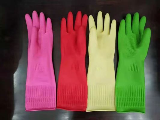 Green Extra Long Cuff Latex Gloves 100 Grams/pair Palm Thickness for Durable Protection