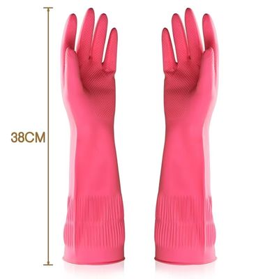 Wrinkled Extra Long Cuff Latex Gloves Disposable 100g/Pair Textured Grip Latex