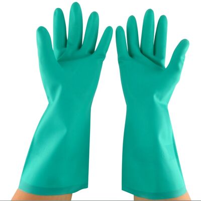 33 CM Length Green Nitrile Hand Glove Featuring Unflocked Lining Suitable for Medical Laboratory and Pharmaceutical Industry