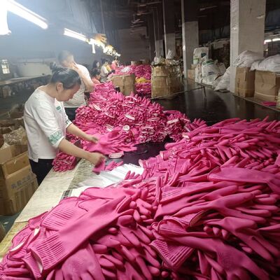 Bathroom chemical resistant glove suitable to wear offering protection from chemical spills during bathroom sanitation tasks