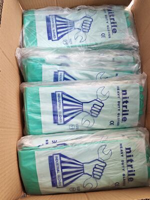 CE Certified Green Nitrile Glove Textured Fingertips Comfortable Durable Household Works Protective Gloves
