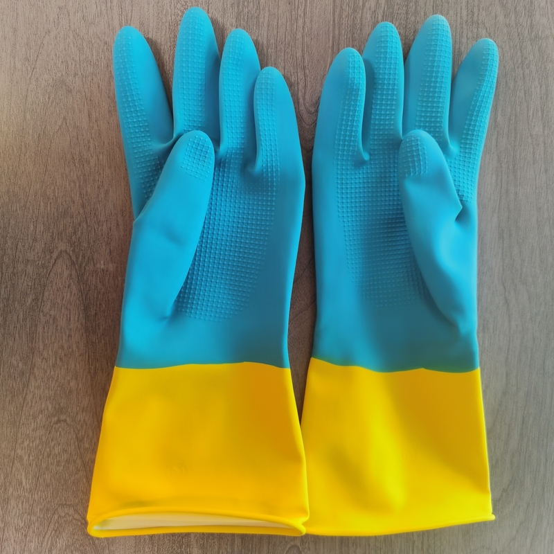 Kitchen Latex Industrial Bicolor Glove 32CM Latex Dishwashing Gloves