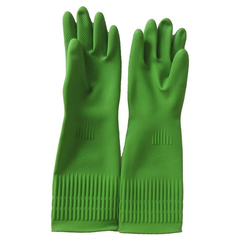 15 Inches Cotton Flock Lining Latex Household Gloves in Red Pink Natural Colors with Custom Logo Waterproof