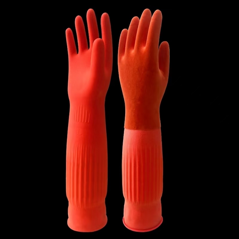 Finger Thickness 038cm Extra Long Cuff Latex Gloves Water Proof Small Medium Large Xlarge Protective Gloves for Industrial